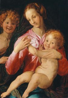 Virgin and Child with the Young Saint John the Baptist, 1527/30 or later. Creators: Agnolo Bronzino, Follower of Agnolo Bronzino