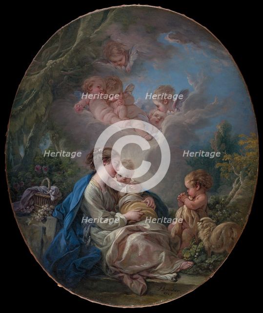 Virgin and Child with the Young Saint John the Baptist and Angels, 1765. Creator: Francois Boucher.