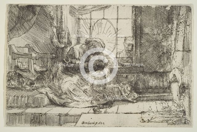 Virgin and Child with the Cat: and Joseph at the Window, 1654. Creator: Unknown.