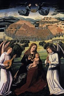 Virgin and Child, with the city of Granada as background