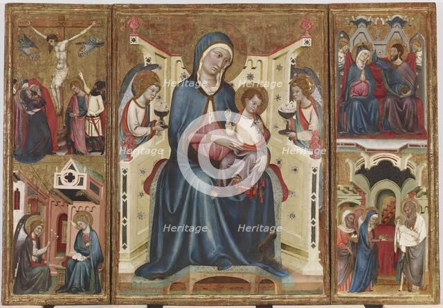 Virgin and Child, with the Crucifixion and the Annunciation, and the Coronation of..., c1340-1348. Creator: Unknown.
