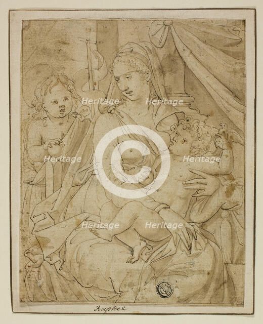 Virgin and Child with the Infant John the Baptist, 1540/56. Creator: Luca Penni.