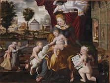 Virgin and Child with the Infant St. John and two angels, 1552. Creator: Lorck (Lorch), Melchior (ca. 1527-after 1594)