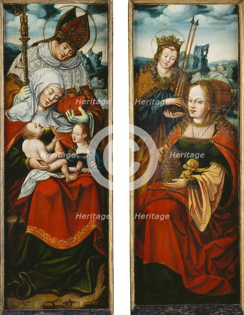 Virgin and Child, a Bishop Saint, and St Anne; the Magdalen and St Ursula...altarpiece, c1545. Creator: Follower of Anton Woensam von Worms.