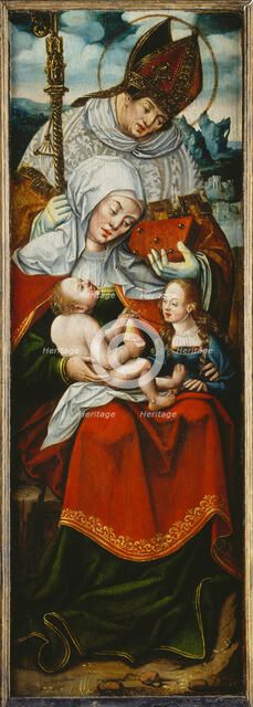 Virgin and Child, a Bishop Saint, and St Anne, left wing of an altarpiece, c1545-1550. Creator: Follower of Anton Woensam von Worms.