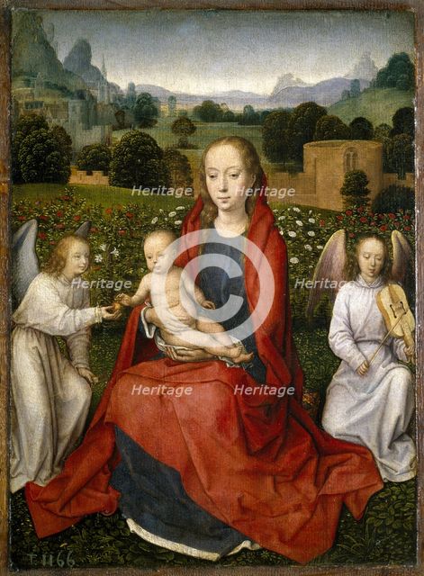 Virgin and child and two angels, 1480-1490. Artist: Memling, Hans (1433/40-1494)