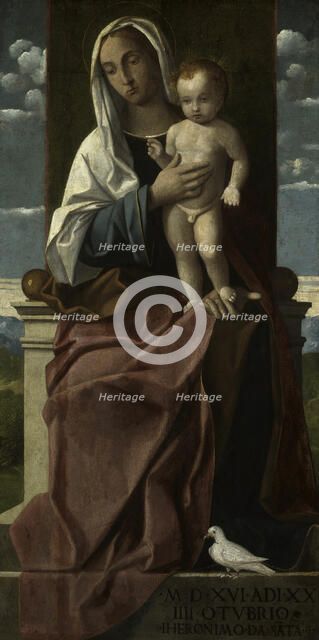 Virgin and Child Enthroned, 1516. Creator: Girolamo da Santacroce.