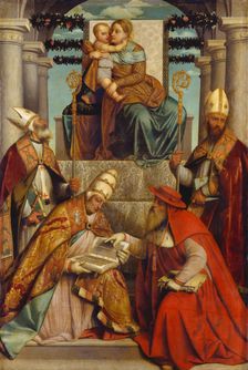 Virgin and Child Enthroned with the Four Fathers of the Latin Church, c1540-1550. Creator: Moretto da Brescia