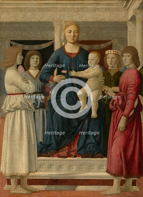 Virgin and Child Enthroned With Four Angels.