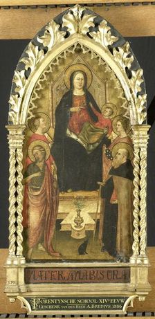 Virgin and Child Enthroned with Four Saints, Saints John the Baptist, Antony Abbot, Elizabeth of Hun Creator: Anon