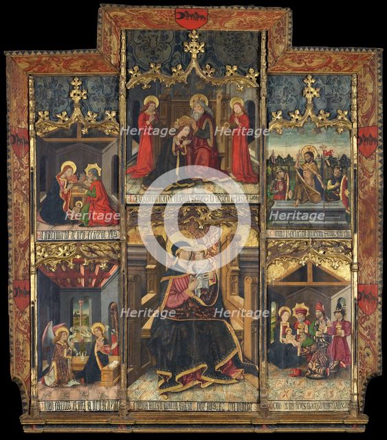 Virgin and Child Enthroned with Scenes from the Life of the Virgin. Creator: Master of Morata.
