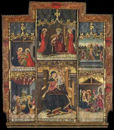 Virgin and Child Enthroned with Scenes from the Life of the Virgin. Creator: Master of Morata