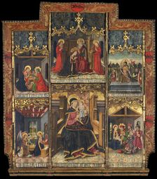 Virgin and Child Enthroned with Scenes from the Life of the Virgin. Creator: Master of Morata