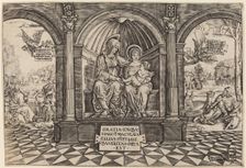 Virgin and Child Enthroned with Saint Anne, c. 1512/1513. Creator: Master NA.DAT with the Mousetrap