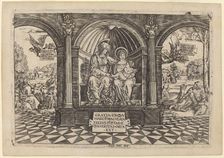 Virgin and Child Enthroned with Saint Anne, c. 1512/1513. Creator: Master NA.DAT with the Mousetrap