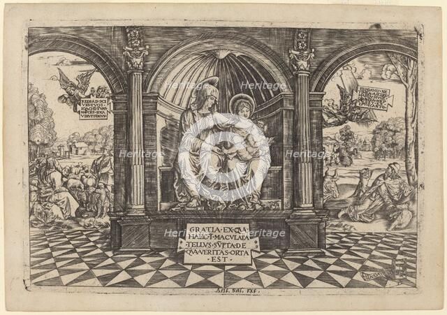 Virgin and Child Enthroned with Saint Anne, c. 1512/1513. Creator: Master NA.DAT with the Mousetrap.