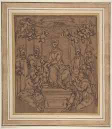 Virgin and Child Enthroned with Saint Anthony Abbot, Saint Peter, Saint Paul..., 1522-23. Creator: Perino del Vaga