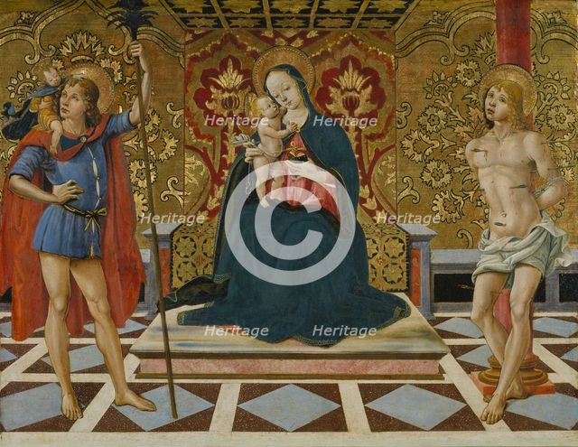 Virgin and Child Enthroned with Saints Christopher and Sebastian, c1498-1525. Creator: Fiorenzo di Lorenzo.