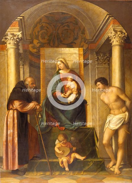 Virgin and Child Enthroned with Saints Anthony Abbot and Sebastian, c1540. Creator: Moretto da Brescia.