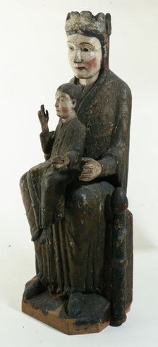 Virgin and Child from Gosol. Polychrome carving, 12th century. Creator: Unknown