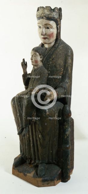 Virgin and Child from Gosol. Polychrome carving, 12th century. Creator: Unknown.