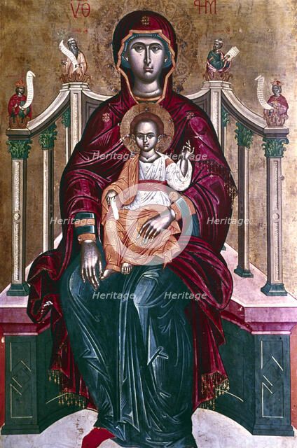 Virgin and Child icon, 1664. Artist: Emmanuel Tzanes