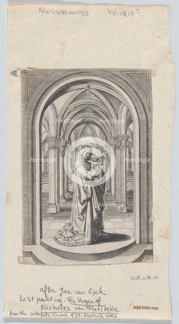 Virgin and Child in a Church, also known as the Van Maelbeke Virgin, 1575-1585.. Creator: Circle of the Brothers Wierix.