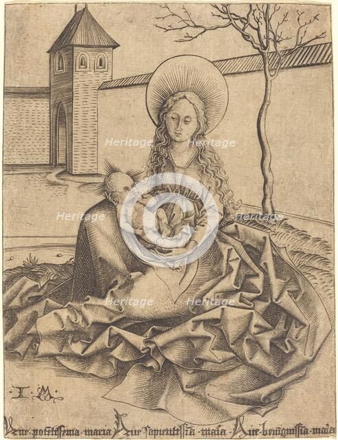 Virgin and Child in a Courtyard. Creator: Israhel van Meckenem.