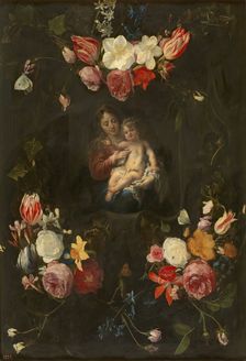 Virgin and Child in a Flower Garland, early-mid 17th century. Creators: Daniel Seghers, Cornelis Schut I