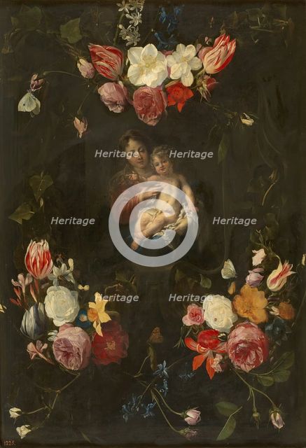 Virgin and Child in a Flower Garland, early-mid 17th century.  Creators: Daniel Seghers, Cornelis Schut I.
