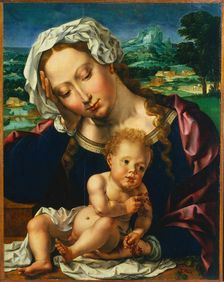 Virgin and Child in a Landscape, 1531. Creator: Jan Gossaert (Flemish, c1475/78-1532); Anonymous Landscape Painter (Flemish), and an
