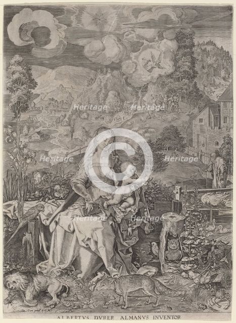 Virgin and Child in a Landscape. Creators: Aegidius Sadeler II, Albrecht Durer.