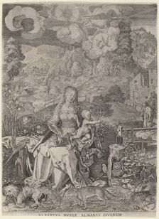 Virgin and Child in a Landscape. Creators: Aegidius Sadeler II, Albrecht Durer
