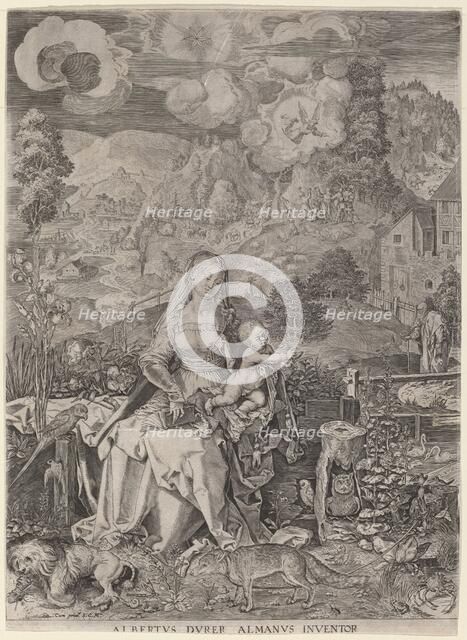 Virgin and Child in a Landscape. Creators: Aegidius Sadeler II, Albrecht Durer.