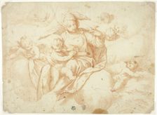 Virgin and Child Seated on Clouds, n.d. Creator: Unknown