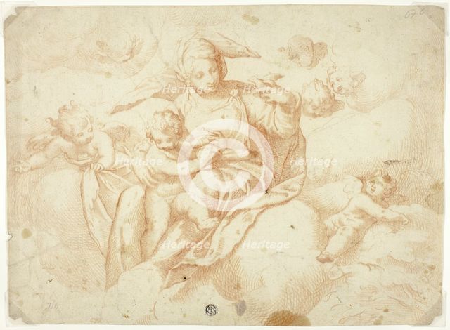 Virgin and Child Seated on Clouds, n.d. Creator: Unknown.