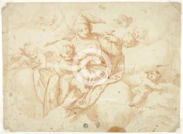 Virgin and Child Seated on Clouds, n.d. Creator: Unknown.