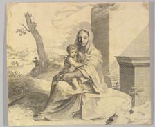 Virgin and Child Seated on a Rock (Vierge à l'Enfant dans des ruines), 1659. Creator: Claude Mellan