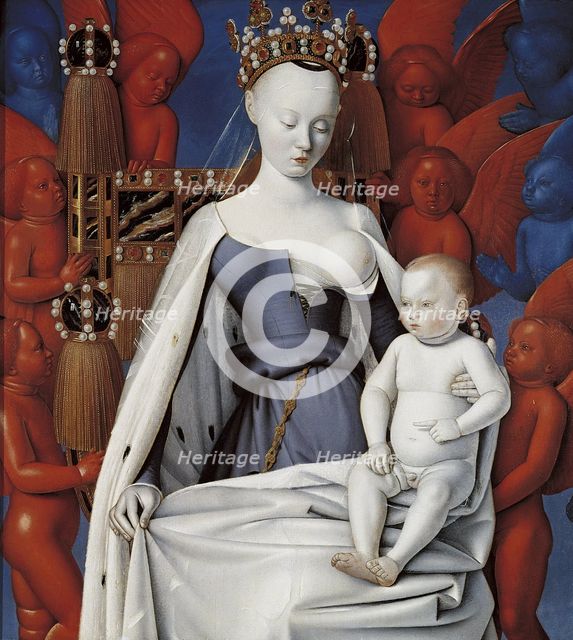 Virgin and Child Surrounded by Angels. Right wing of Melun diptych, c. 1450. Artist: Fouquet, Jean (1420–1481)