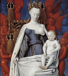 Virgin and Child Surrounded by Angels. Right wing of Melun diptych, c. 1450. Artist: Fouquet, Jean (1420–1481)