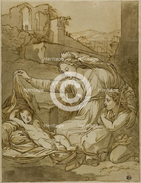 Virgin and Sleeping Christ Child with the Infant John the Baptist, 18th century. Creator: After Raffaello Sanzio, called Raphael  Italian, 1483-1551.