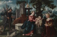 Virgin, Child and donors, c16th century. Creator: Unknown