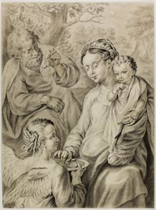 Virgin Feeding Porridge to the Christ Child, with Saint Joseph and Kneeling Angel, n.d. Creator: Abraham Delfos