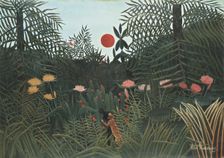 Virgin forest with sunset, 1909. Creator: Henri Rousseau