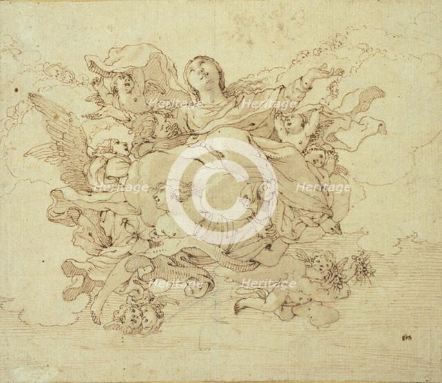 Virgin in Clouds, Supported by Angels, n.d. Creator: Unknown.