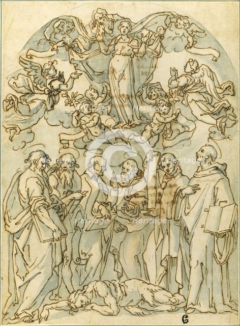 Virgin in Glory with Saints including St. John at their Feet, n.d. Creator: Unknown.