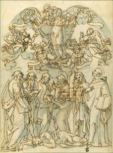 Virgin in Glory with Saints including St. John at their Feet, n.d. Creator: Unknown