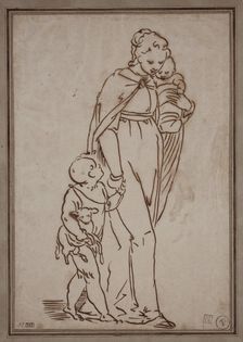 Virgin, Infant Jesus and St. John, c1570. Creator: Unknown Italian; After Luca Cambiaso Italian, 1527-1585