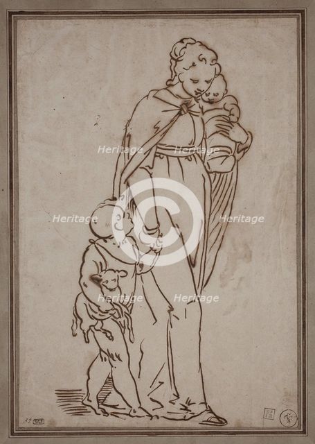 Virgin, Infant Jesus and St. John, c1570. Creator: Unknown Italian; After Luca Cambiaso Italian, 1527-1585.