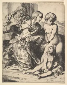 Virgin kneeling before Christ, 1610-42. Creator: Pierre Brebiette